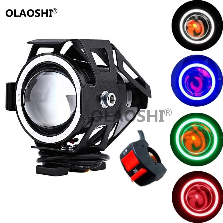 LED Motorcycle Angel Eyes Headlight DRL U7 Fog Spotlights Auxiliary Bright LED Bicycle Lamp Accessories Car Work Fog Light