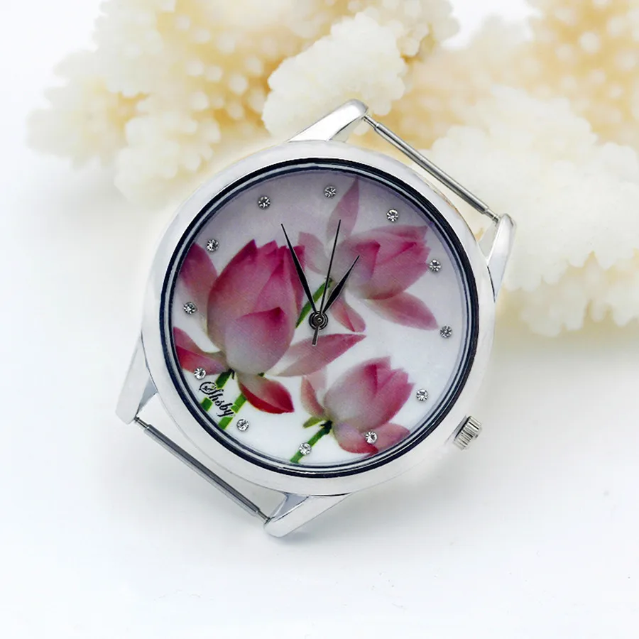 Shsby Diy Personality Watch Header New Style Silver Flower Head With Cloth Strap Watch Accessories 21~30