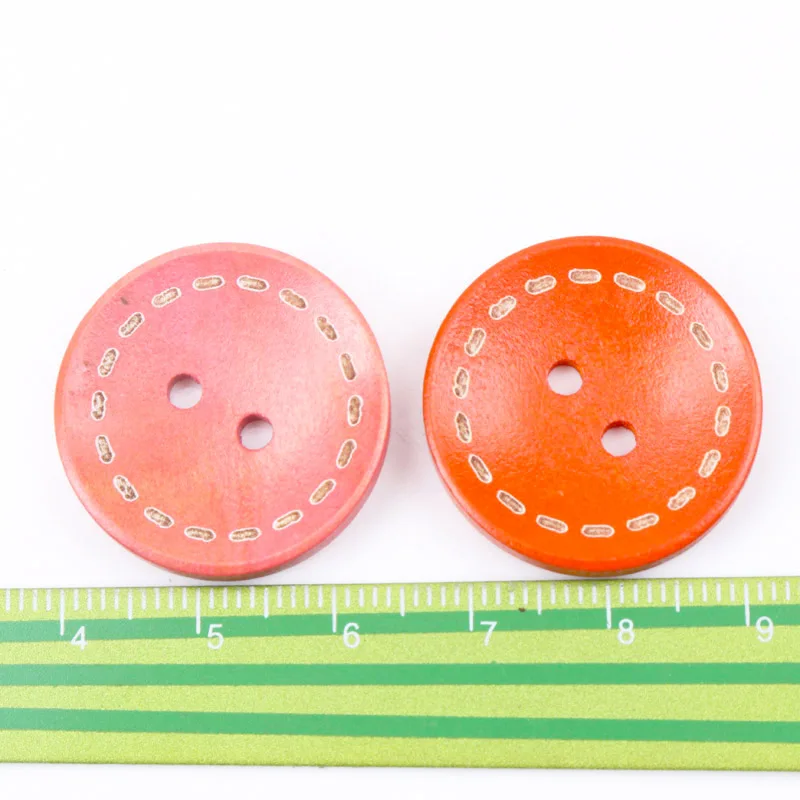 20pcs Mixed Natural Wooden Round Multicolor Vintage DIY Buttons Handmade Accessories Decoration Clothes Needlework DIY 25mm