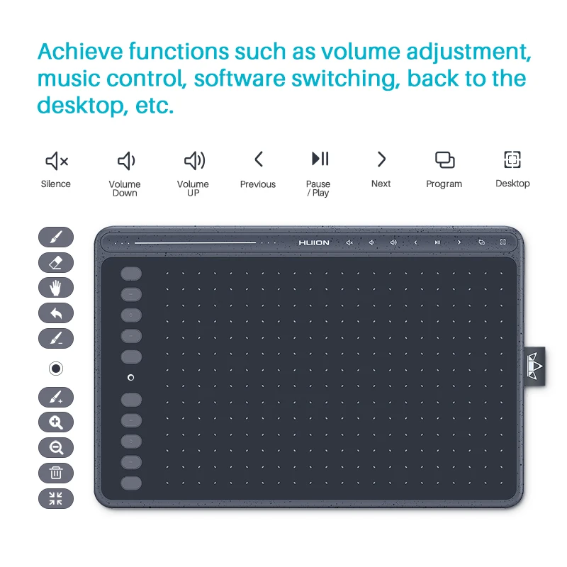 HUION HS611 Drawing Tablet Battery-free Graphic Tablet Three Colors Tilt Support Touch Bar and Express Keys