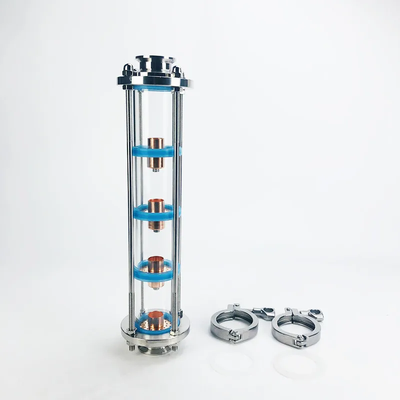 

4 Floors 2" Distillation Lens Column With Copper Platte Sets,Tri-Clamp Sight Glass Union Stainless Steel 304