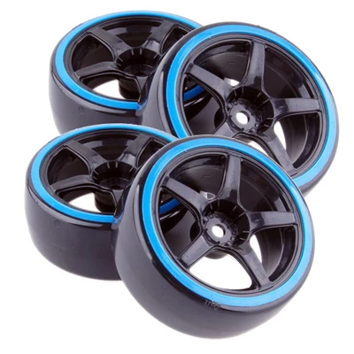 4pcs 1/10 Drift Car Tires 26*64MM Plastic Wheel Rim Hard Tyre Hex 12MM for HSP Tamiya HPI Kyosho 94123 D3 D4 CS XIS TT02 5002