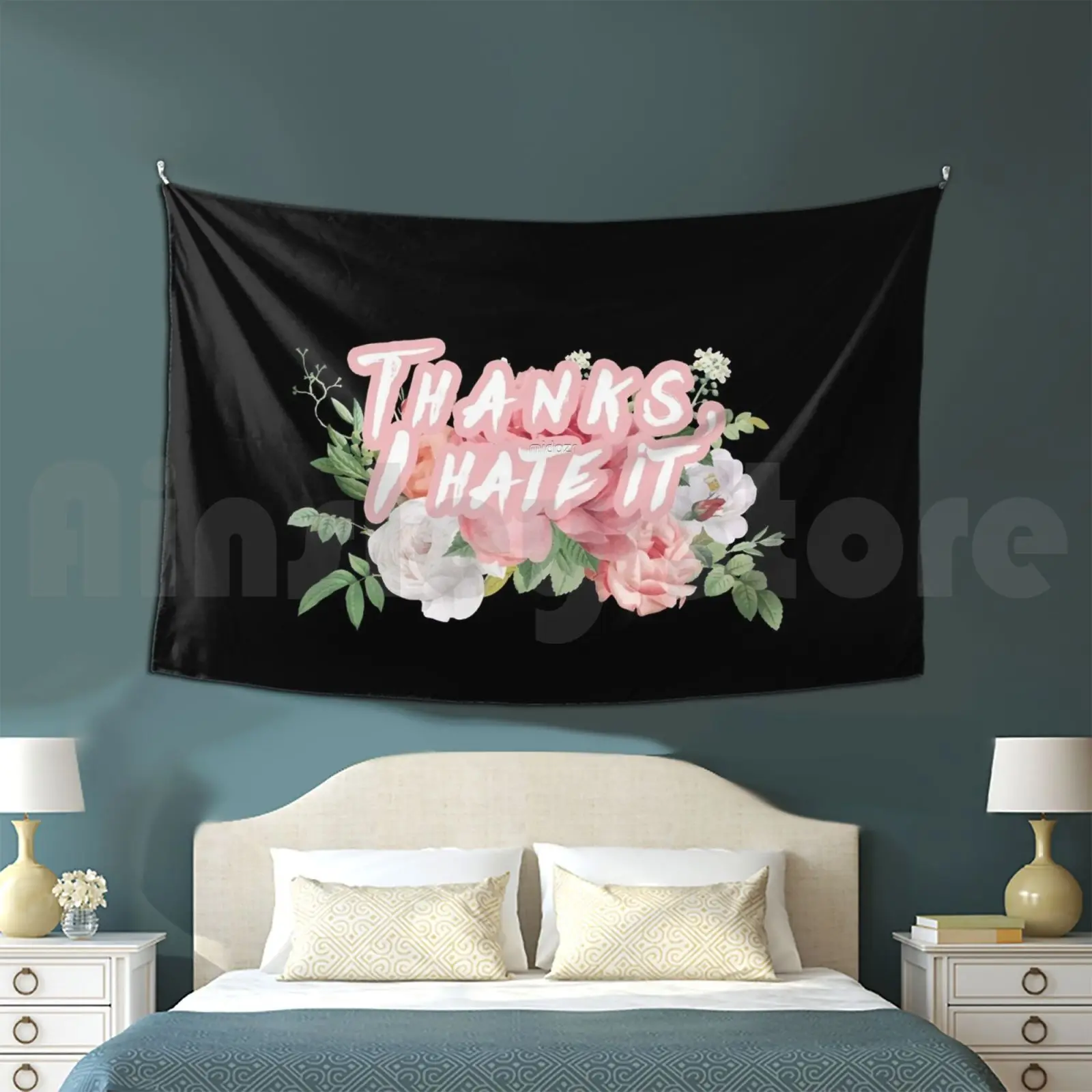 Thanks , I Hate It Meme : With Floral Style Customized Tapestry Thanks I Hate It Hateable