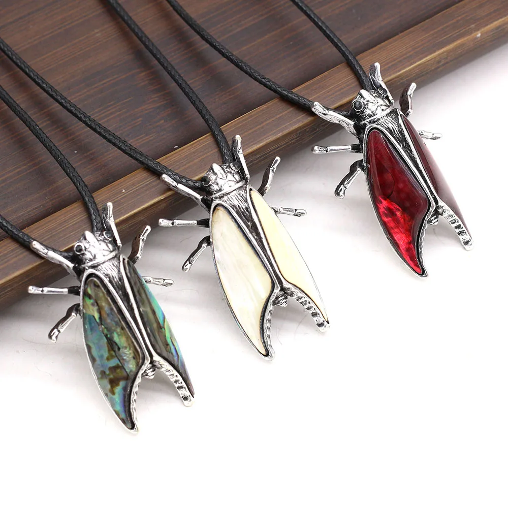 Natural Shell Necklace Pendant Insect Shape 28x40mm for DIY Jewelry Making Necklace Bracelet Home Decoration Gift