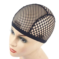 1pc Black/Blonde 4 clips Stretch Mesh Cap Big Hole Weaving Cap for Making Wigs