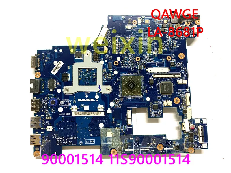 FOR LENOVO IDEAPAD G585 N585 LAPTOP MOTHERBOARD w/ E1-1200 CPU DDR3 QAWGE LA-8681P 90001514 11S90001514 100% Working