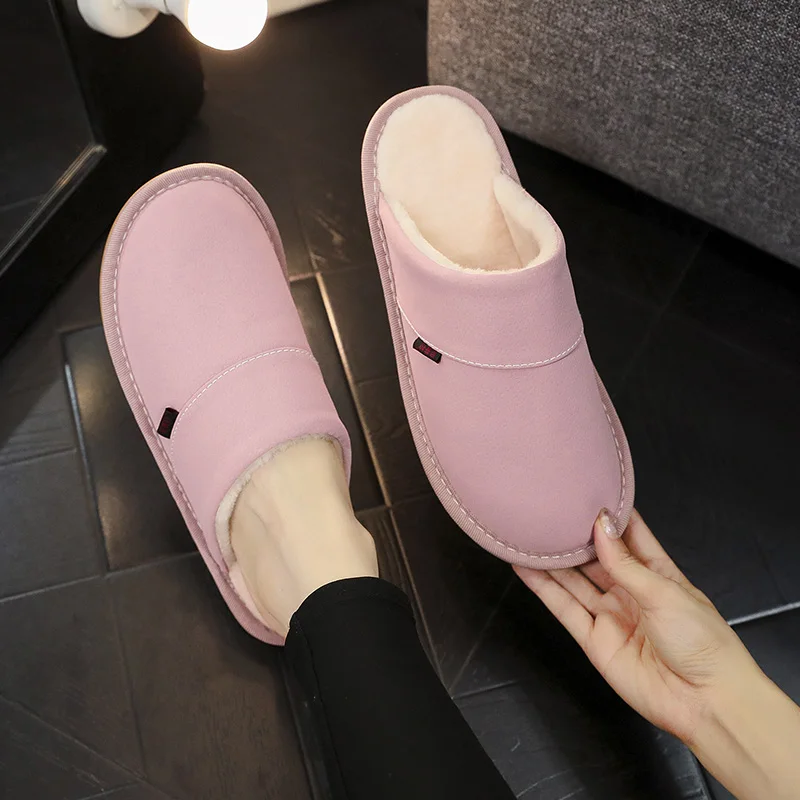 Ladies New Cotton Slippers Home Waterproof Non-slip Warm Winter Slippers Baotou Bedroom Leather Slippers