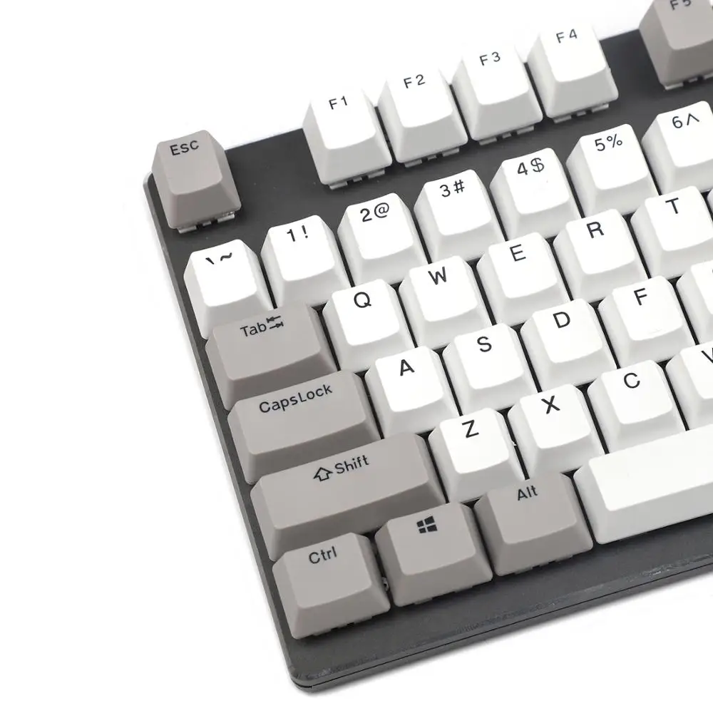 YMDK 108 PBT Double Shot Dolch Gray White Non Shine Through OEM Profile For MX Mechanical Keyboard Standard ANSI 104 87 61