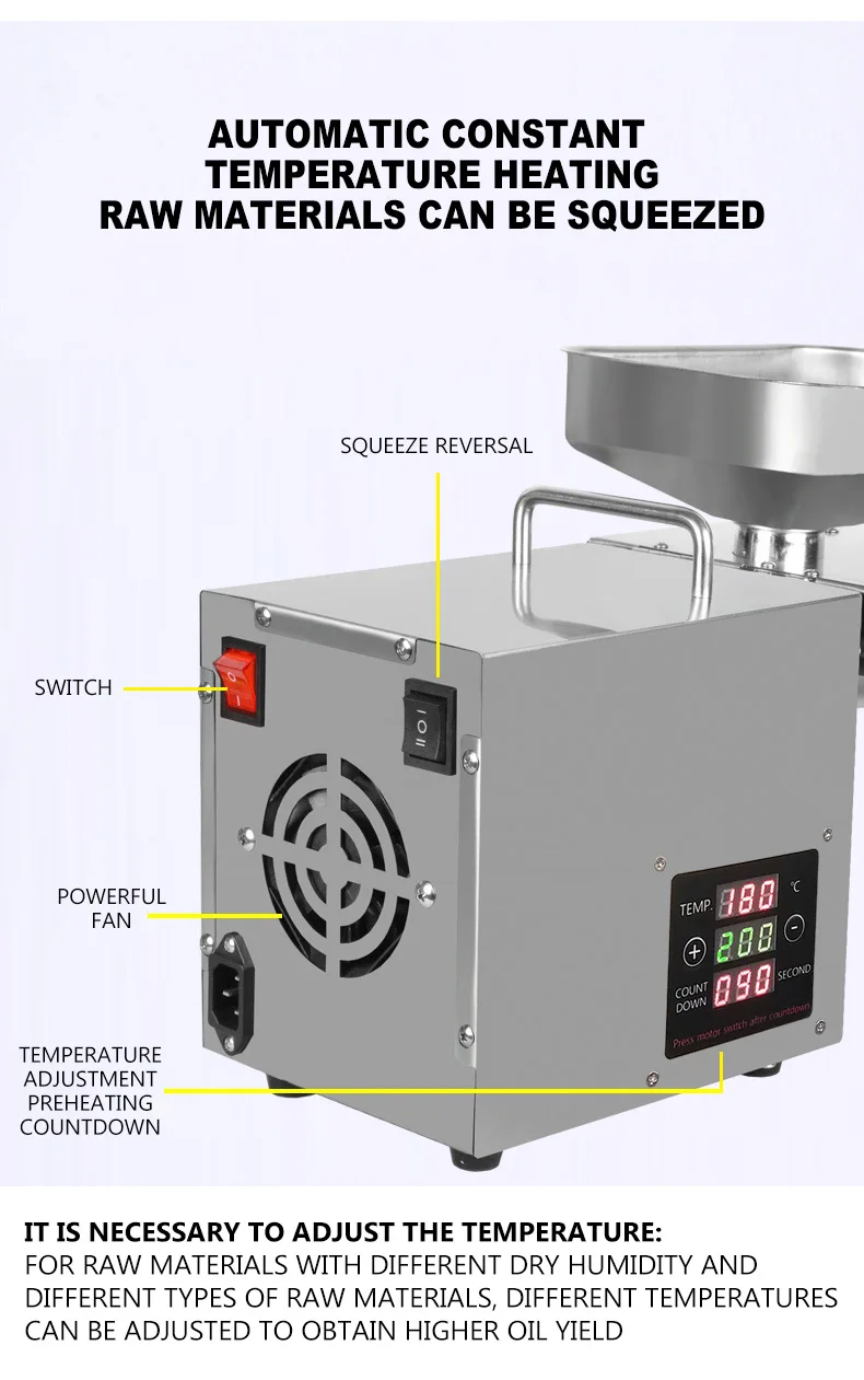 2025 Новый коммерческий пресс для масла, семейная автоматическая машина для прессования масла, интеллектуальные масляные прессы с контролем температуры