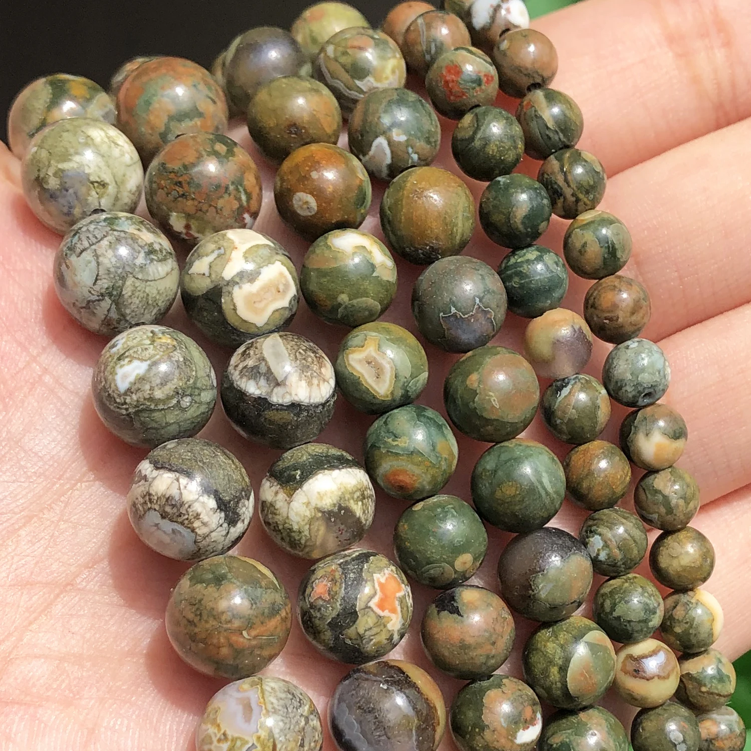 

Natural Stone Green Rhyolite Jaspers Round Spacer Beads for Jewelry Making DIY Bracelet Earrings Accessories 15'' 6 8 10 12mm