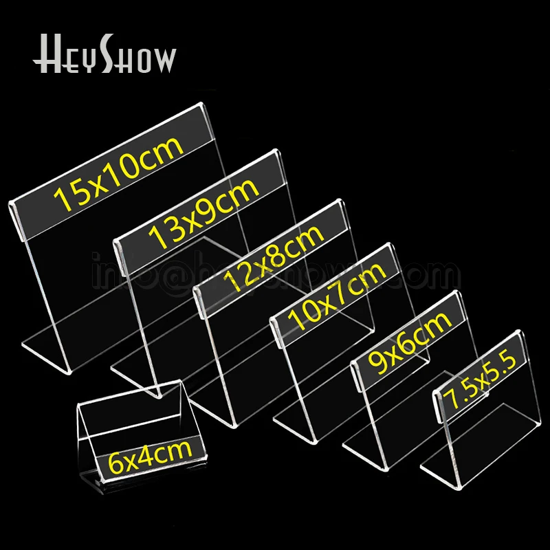 L字型アクリルデスク,10個,値札ホルダー,透明アクリルテーブル,ラベルフレーム,デスクトップディスプレイ,紙ホルダー,名刺ホルダー
