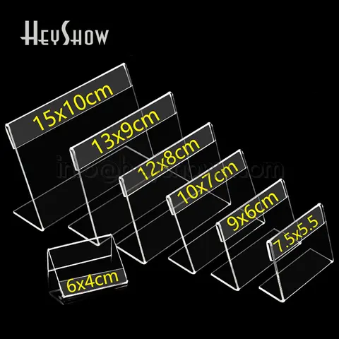 10 stücke L Geformt Acryl Schreibtisch Preis Tag Halter Klar Acryl Tisch Zeichen Label Rahmen Desktop Display-ständer Papier Name karte Halter