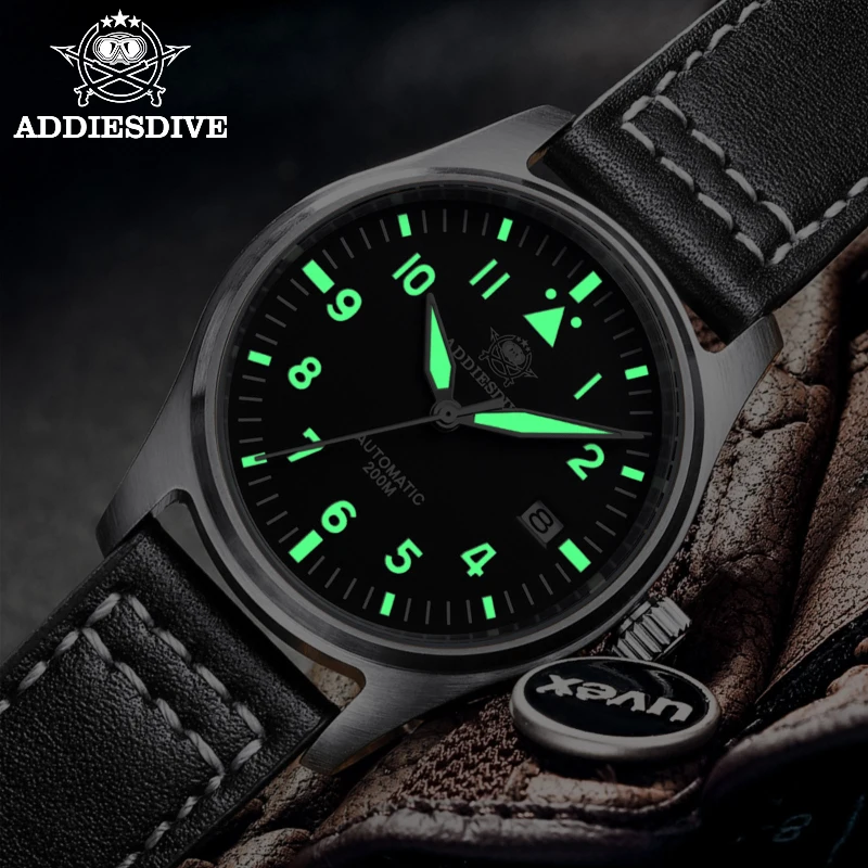 ADDIESDIVE Men watch Stainless steel Luminous sapphire crystal 20Bar waterproof relogio masculino Automatic Mechanical Watches