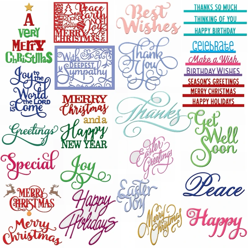 Mixed Words Merry Christmas Special Thanks Metal Cutting Dies DIY Scrapbooking Stencil Card Making Crafts New Die Cuts 2020