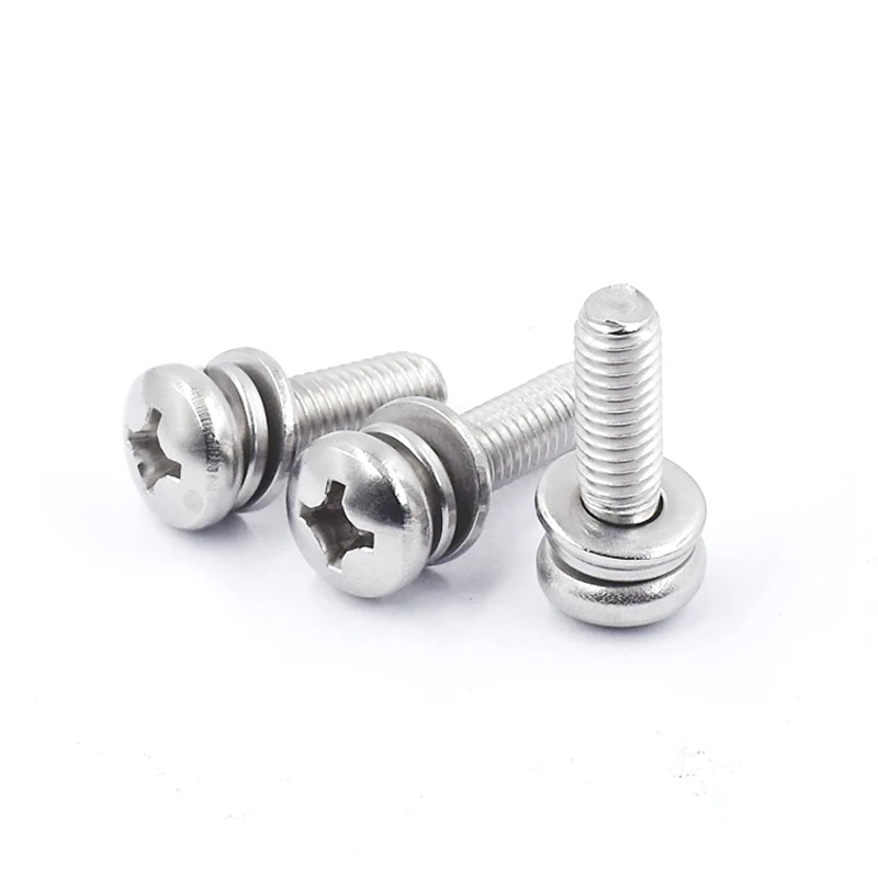 

3500pcs M2.5x5mm 304 Stainless Steel Cross Round Phillips Pan Head SEM Screw Flat Washer Spring Gasket Assemble Bolt