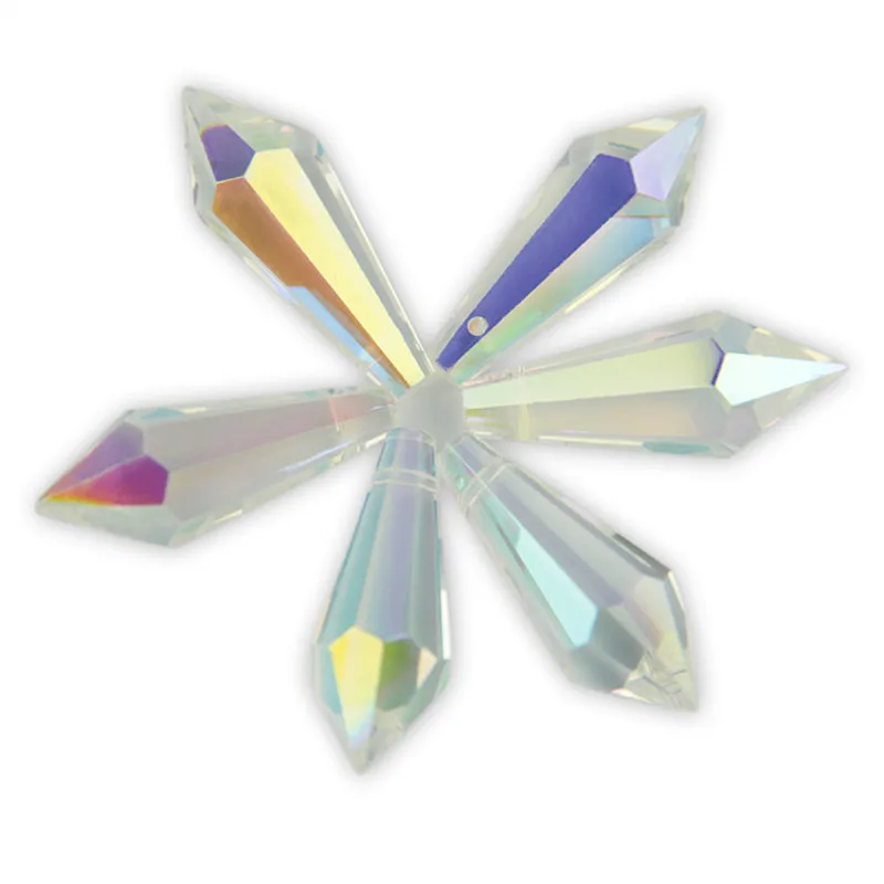 38mm 1 Piece Crystal Icicle Prism Mixed Color Glass U Drop Pendant Parts Feng Shui Suspended Chandeliers