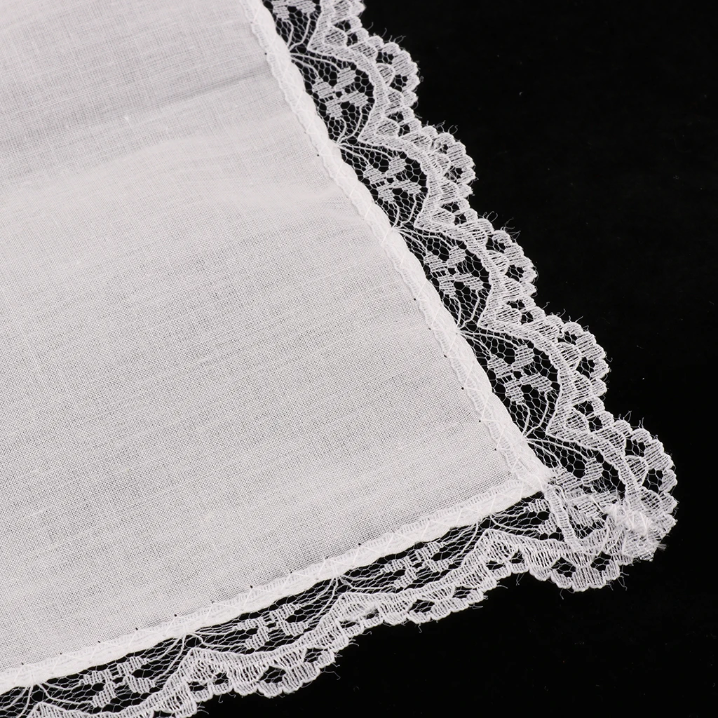 1/ 5 pcs White Cotton Handkerchiefs Hanky Blank Lace Hankies for Wedding Eating food Pocket Square Handkerchiefs For Men & Women