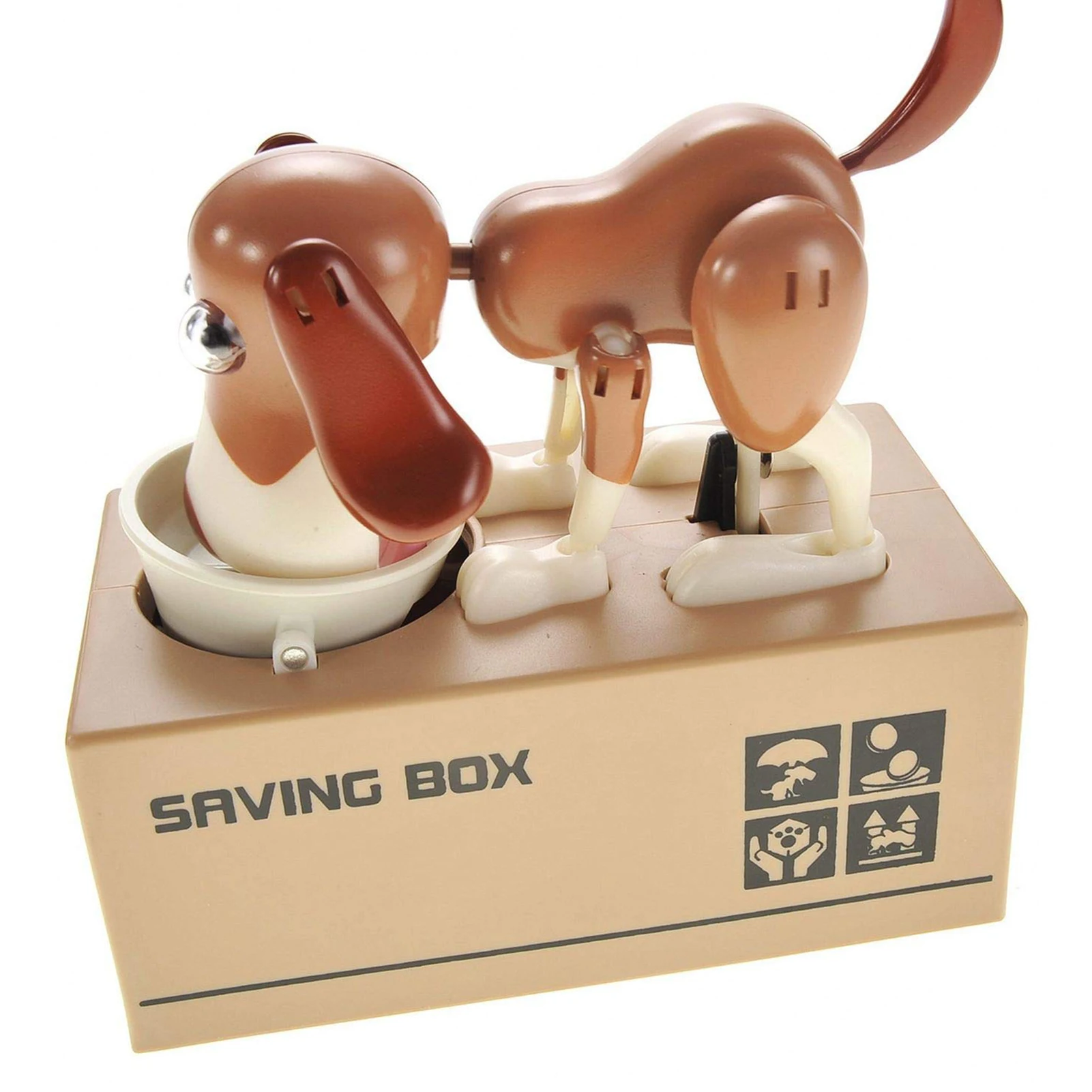 

Little Dog Puggy Bank Battery Powered Robotic Coin Munching Toy Money Box Saving Money Coin Bank for Kids 18X17X8.3cm WWO