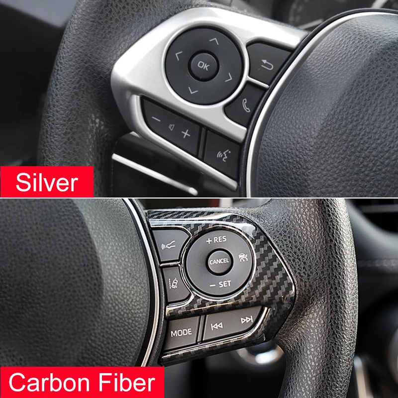 Car Steering Wheel Button Cover Trim Stickers For Toyota Corolla Cross XG10 2020 2021 2022 2023 2024 ABS Carbon Accessories