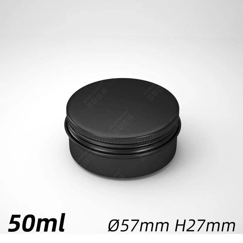 50Pcs Frosted Black Aluminum Jar 5/10/15/30/50/80/100ML Lip Oil Cosmetic Eye Cream Cans Refillable Batom Lotion Tin Container