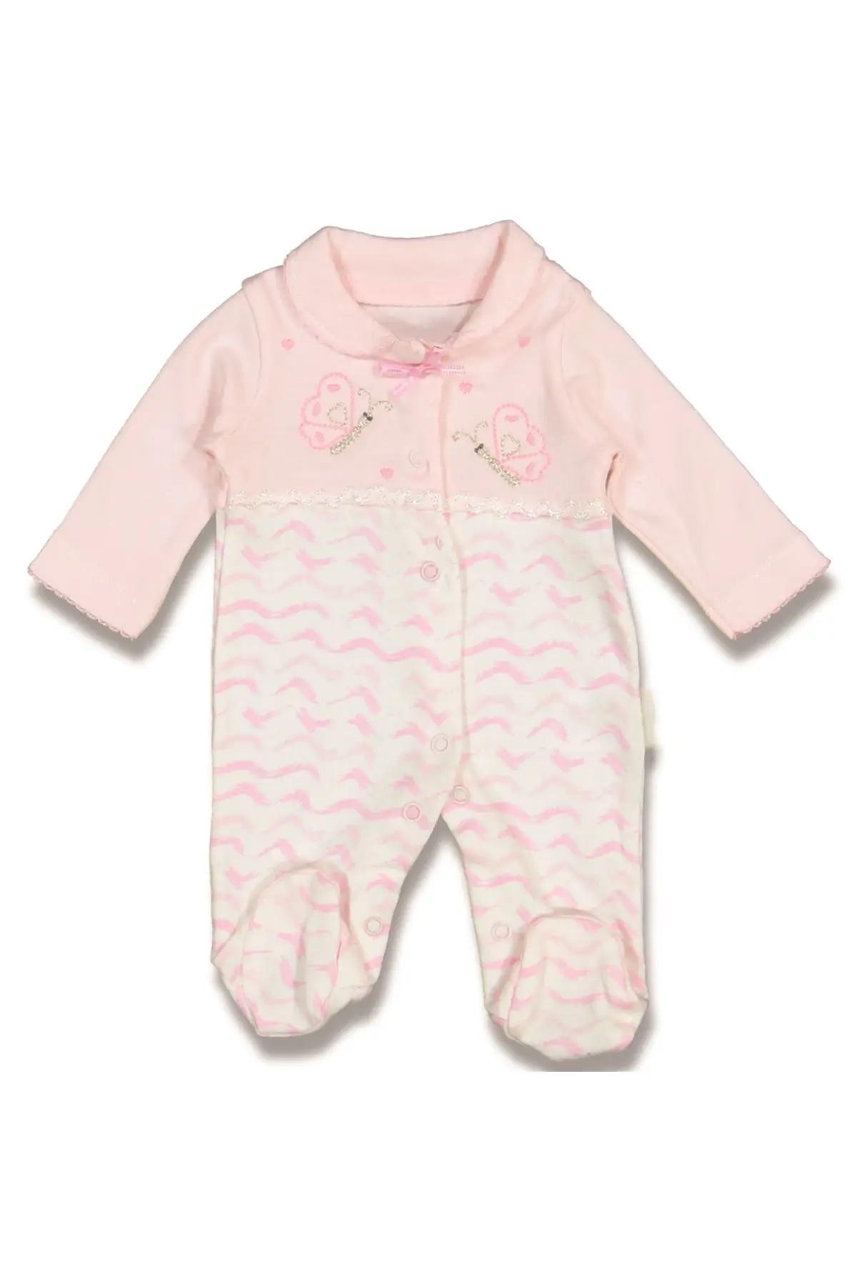 Premature Butterfly Pattern Baby Jumpsuit-Pink