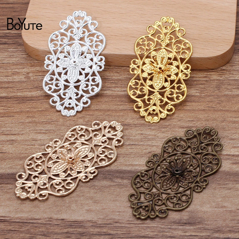 BoYuTe (30 Pieces/Lot) 28*56MM Metal Brass Flower Filigree Fittings Handmade Diy Jewelry Findings Components