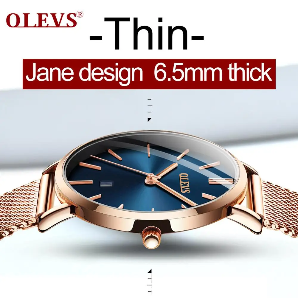 OLEVS Watch Women Rose Gold Barecelet Top Brand Luxury JAPAN Movement Quartz Ultra Thin Ladies Watch Calendar Date