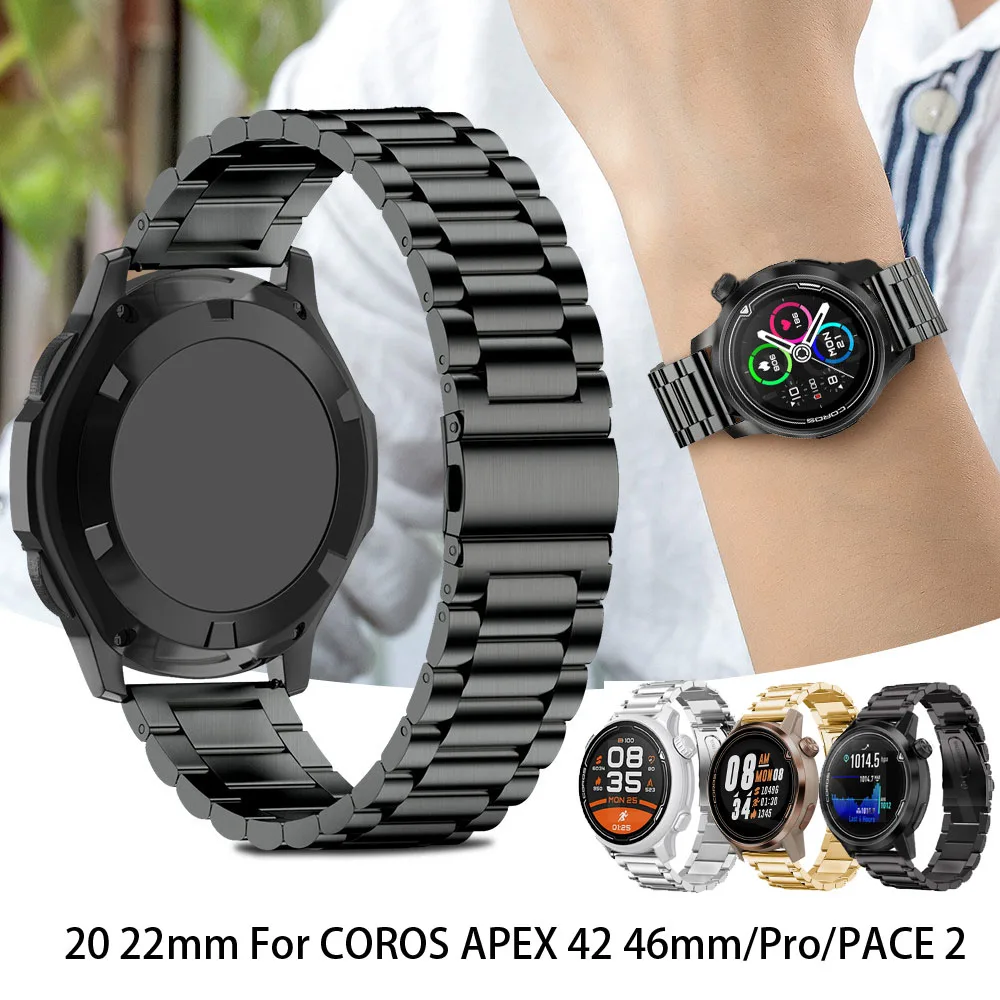 20 22mm Metal Watchband For COROS APEX Pro/42 46/PACE 2 Bracelet Wristband Strap Quick Install Stainless Steel Replacement Parts