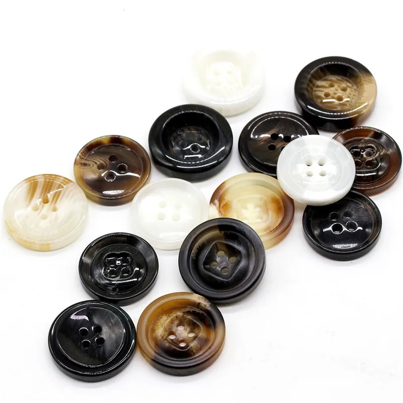 6Pcs/lot 18-34mm White black brown resin round four-eye buttons men women cashmere coat buttons jacket suit buttons C078