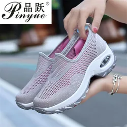 Woman Vulcanized Shoes Thick Bottom Shallow Air Mesh Breathable Slip-On Ladies Sneakers Solid Leisure Plus Size Female Footwear