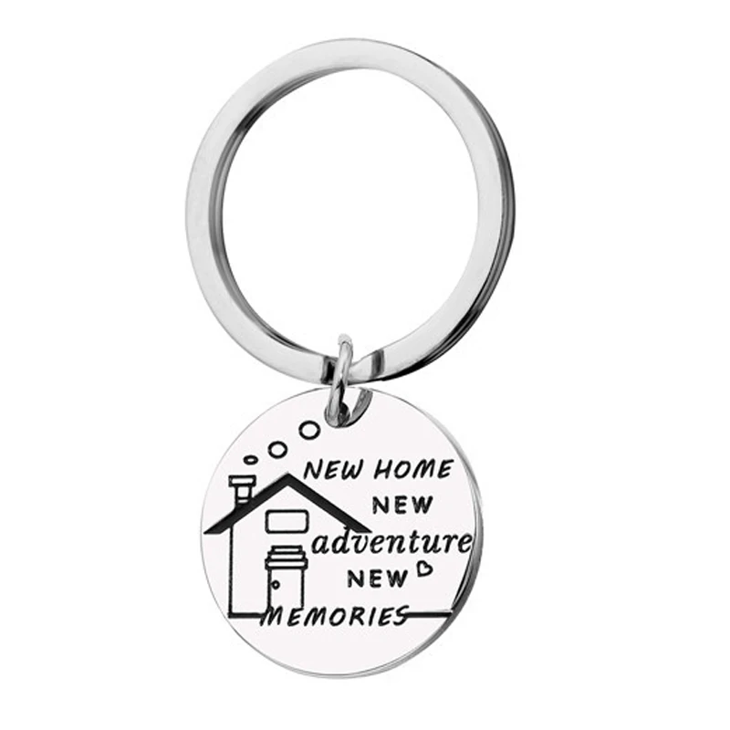 New Home Adventures Memories Keychain Housewarming Gift for New Homeowners House Keyring Moving in Together First Home Key Chain