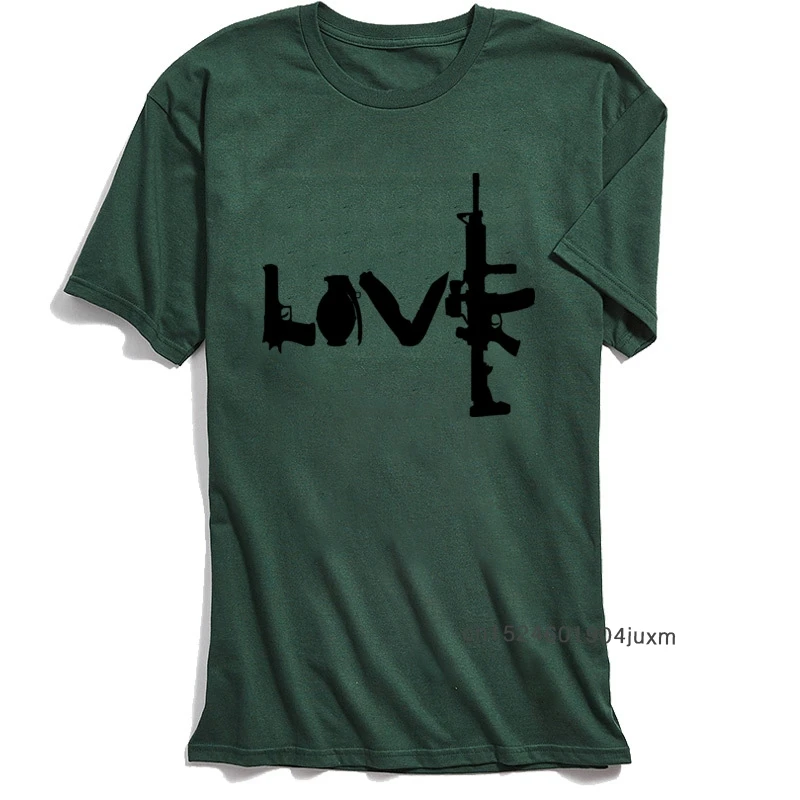 Love Weapons T-shirt Men Style T Shirt ar15 Vintage Tshirt 100% Cotton High Quality Green Tops & Tees Male Streetwear