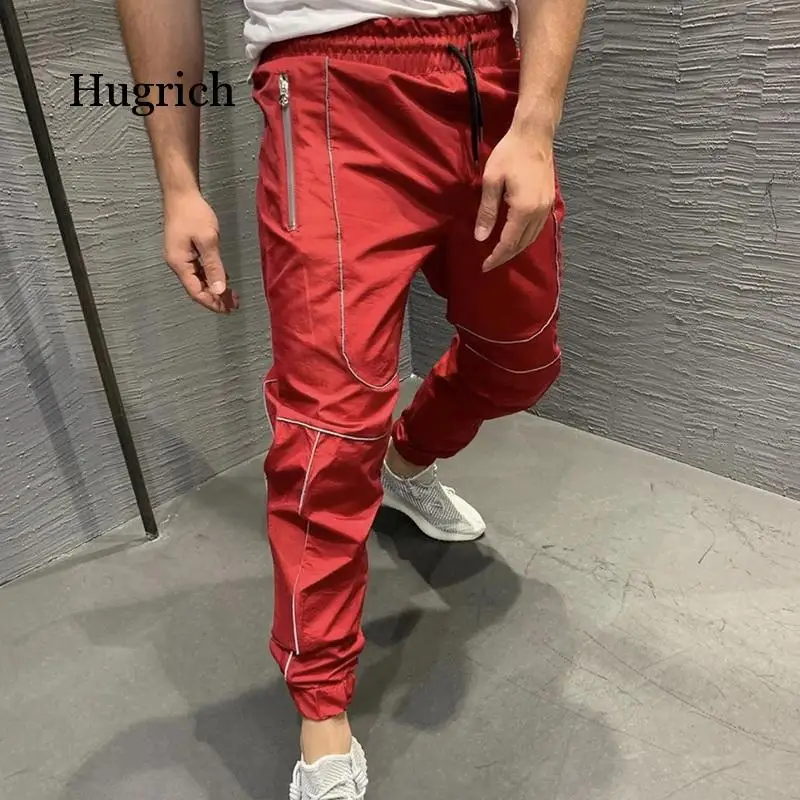Men Sport Reflective Pants Jogger Night Running Pants Training Gym Fitness Men Pencil Joggers Long Slim Pants Jogging Sportswear