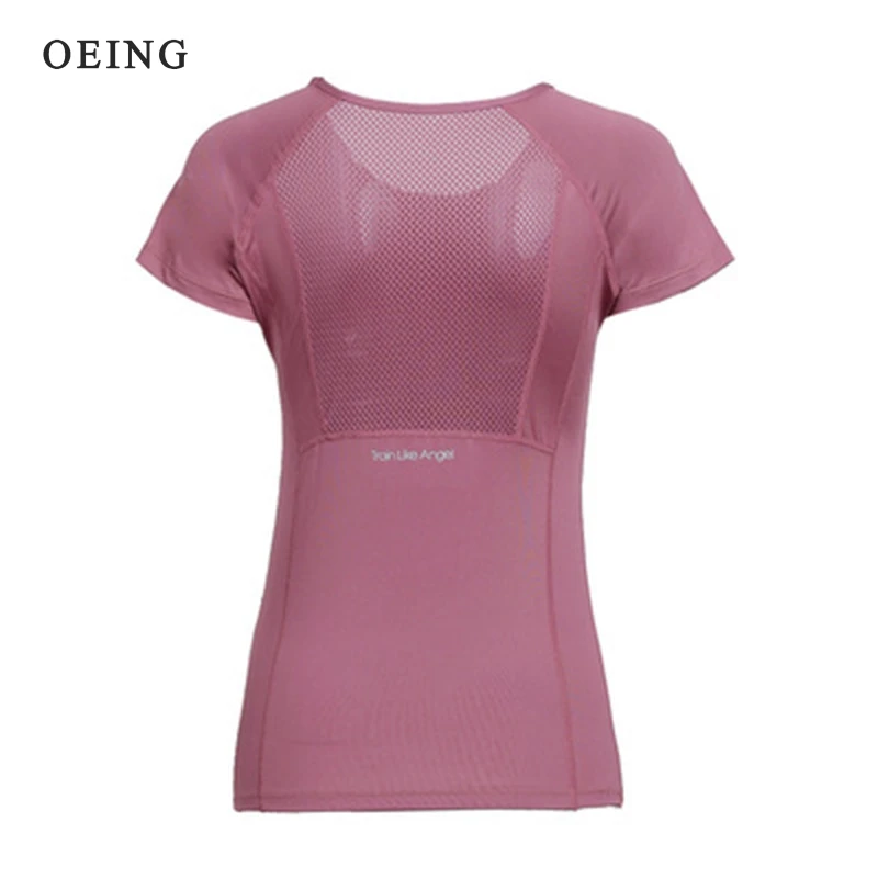 Magliette da Yoga a rete da donna camicie da palestra traspiranti a rapida asciugatura camicetta Fitness da corsa maglie a manica corta allenamento allenamento t-shirt sportiva