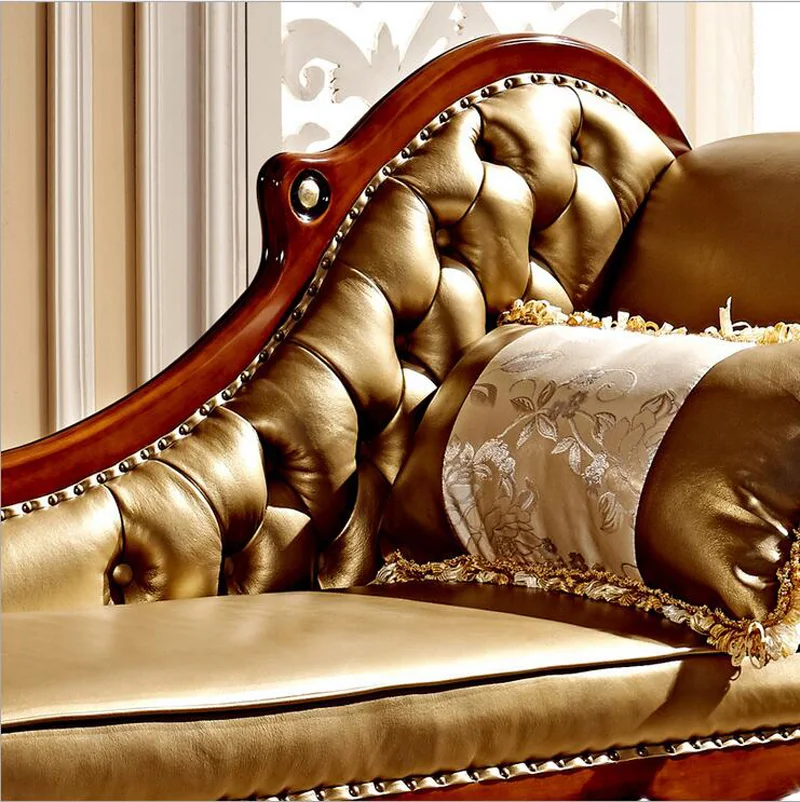 Hot Sale Sofa French Design leather Couches living room furniture Sofa  chaise lounge p10268