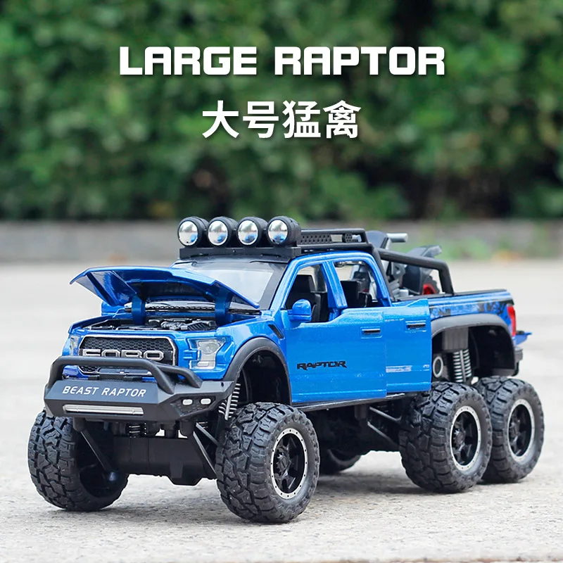 

1:28 Diecast SUV FORD RAPTOR Metal Model Car Toy Wheels Alloy VehicleSound and Light Pull Back Car Boy Kid Toys Christmas Gift