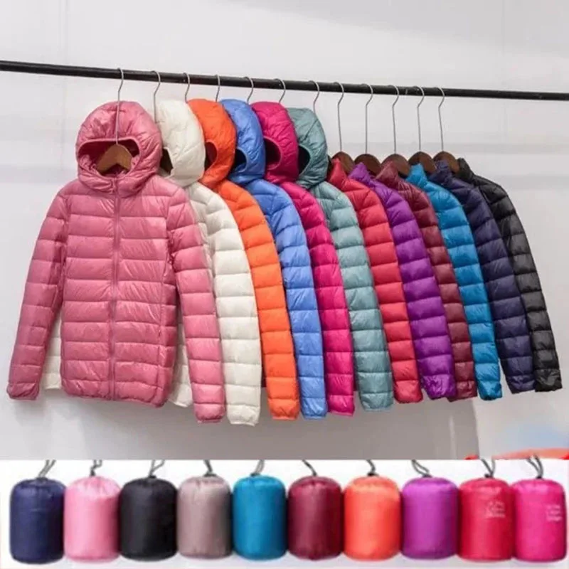 Chaqueta de plumón corta ultraligera para mujer, acolchada, portátil, ajustada, a prueba de viento, 10 colores, invierno, 2022