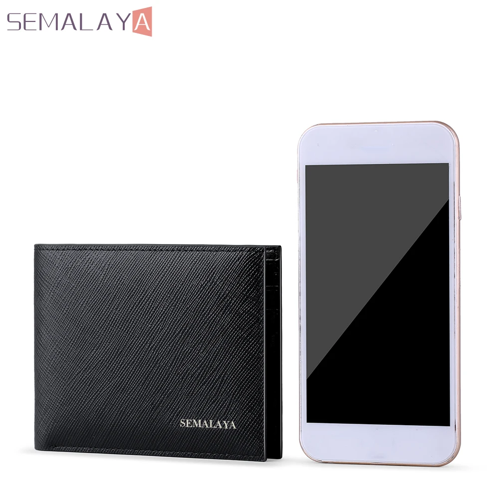 SEMALAYA luxury Brand Wallets Men 100% Cowhide Short Bifold Mini Genuine Leather Purse Cards Holders Slots Potable small