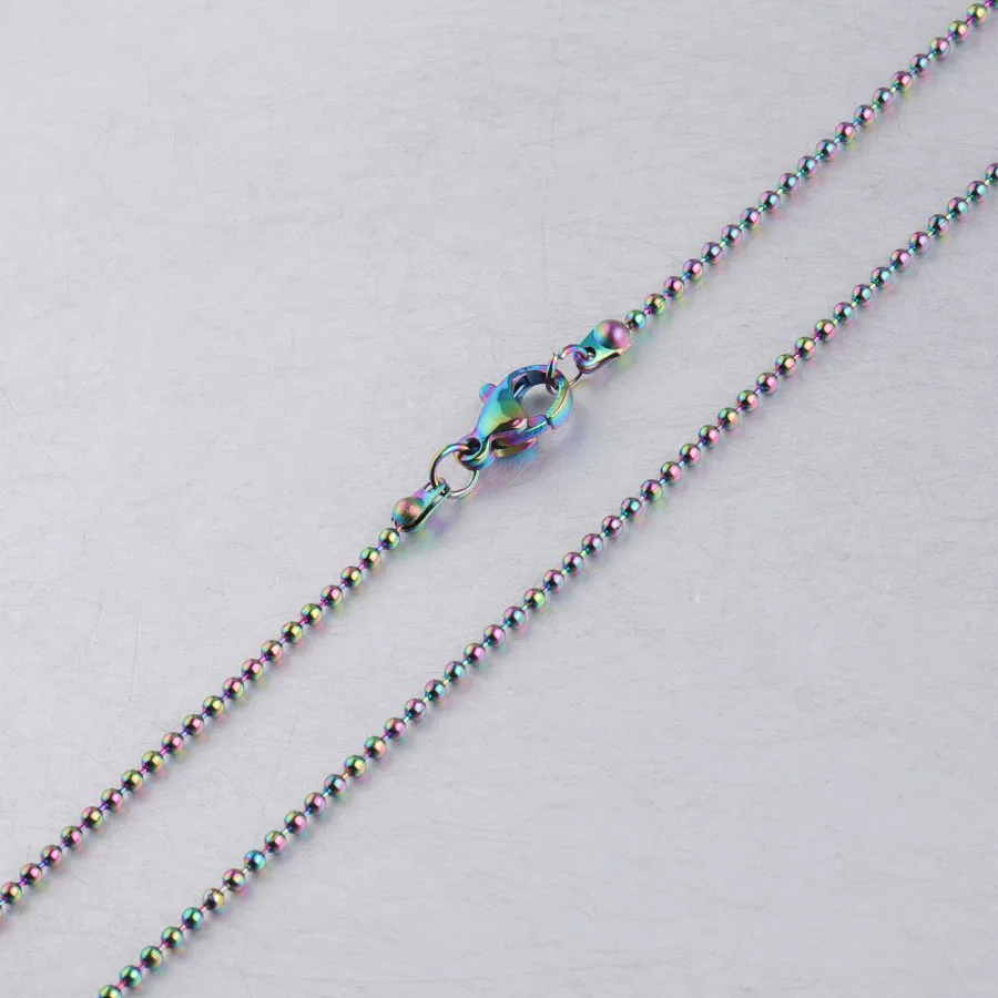 Fnixar Thickness 1.5mm Ball Bead Chain Necklace With Lobster Clasp Stainless Steel DIY Necklace Making 18“ 45cm 10piece/lot