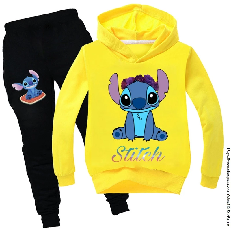 Disney Boys Stitch Clothing Spring autumn Kids Clothing Suits Cartoon Sets Children Boy Girls Sports Tracksuits Suits