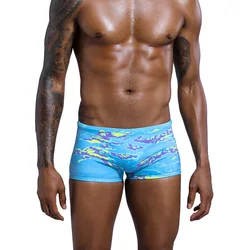 Men's Summer Sexy Swimwear Men Low Rise Swimming Boxer Briefs Beach Short Surf Beach Jammer Surfing Trunks Beach Wear Swimsuit