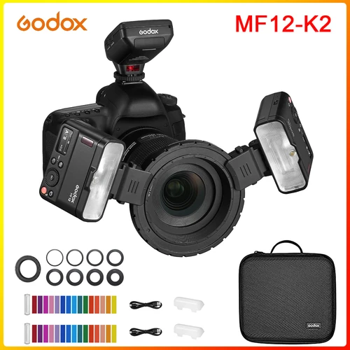 Godox-MF12 K2 Macro Flash Speedlite 2,4G, Control inalámbrico, modo TTL/M, batería de litio integrada para Nikon, Sony, Canon, Fuji, Olympus