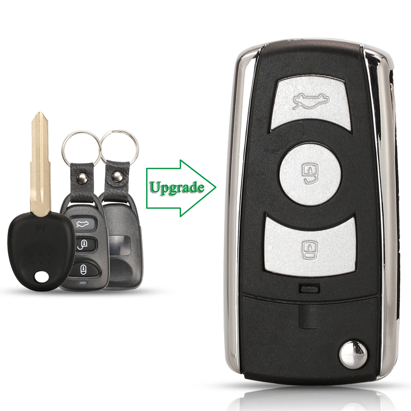 Jingyuqin Modified For Hyundai Terracan 2006 3 Buttons Flip Folding Remote Car Key Case Shell Uncut Blade Replacement