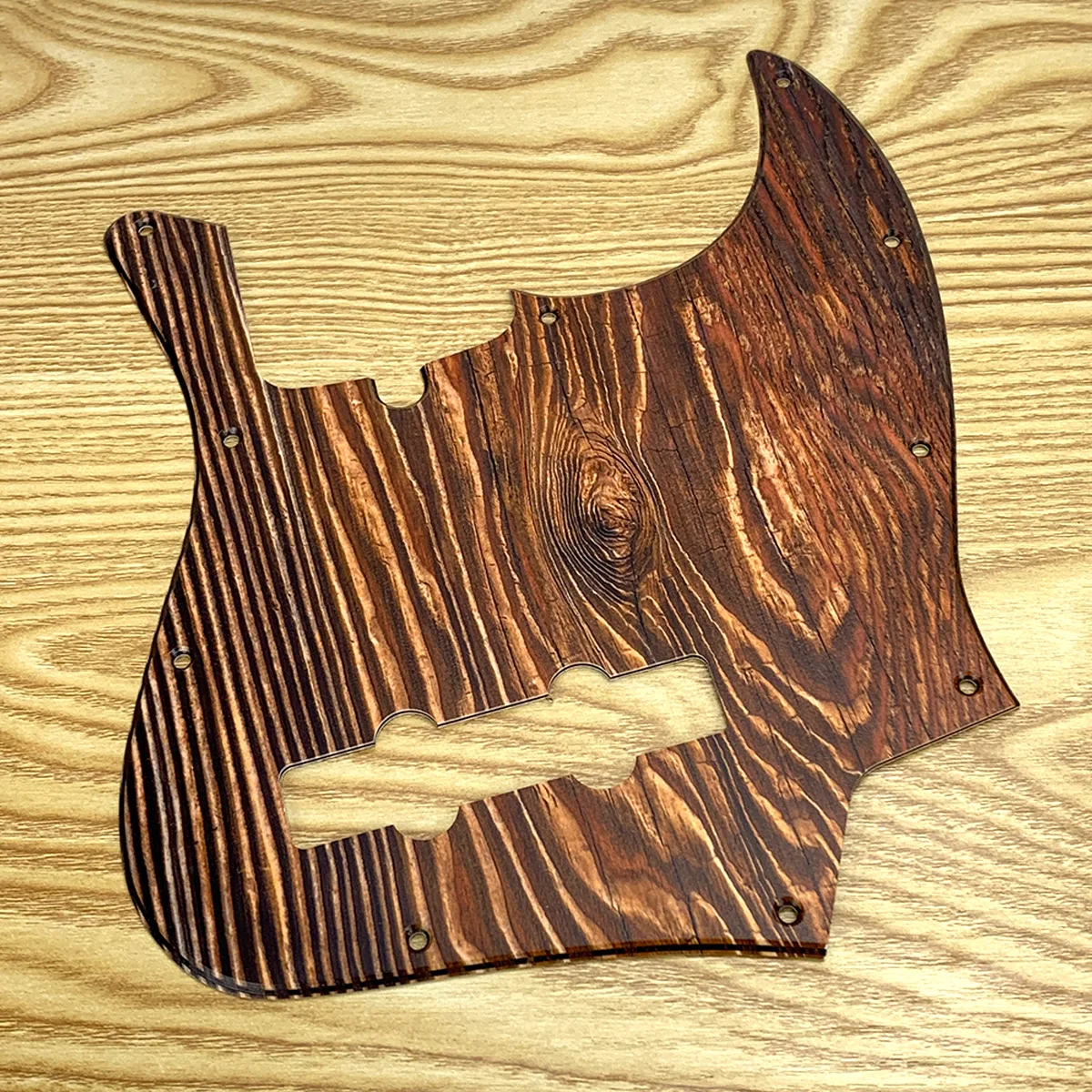 FLEOR Bass Pickguard JB Bass Guitar Scratch Plate Plastic Wooden Color with Screws for 4 Strings Bass