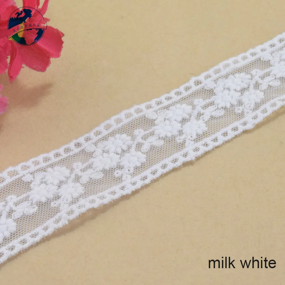 2.8cm Wide Cotton Embroidery Lace White Sewing Ribbon Guipure Trim Wedding Decoration DIY Dolls Colthes Accessories#4239