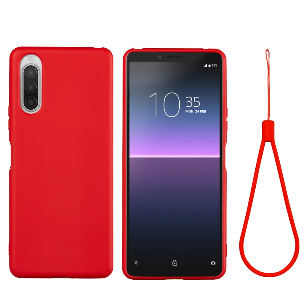 Soft liquid silicone Case For Sony Xperia 1 III  II/ 5 II/ 10 II IV Shockproof Cover With phone Case strap super comfortable