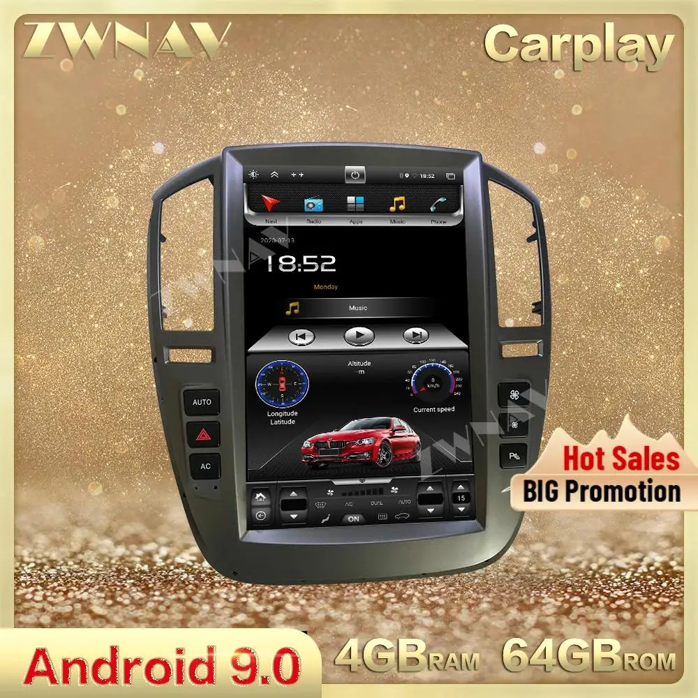 

12.1'' Carplay vertical Tesa- screen Android 9.0 Car Multimedia Player For Buick Park Avenue GPS Radio Auto stereo BT head unit