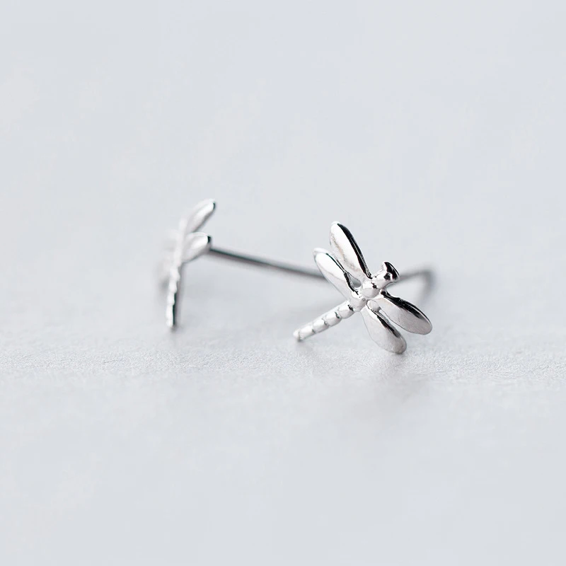 Modian Genuine 925 Sterling Silver Fresh Small Simple Dragonfly Stud Earrings for Girls And Kids Fine Sterling Silver Jewelry