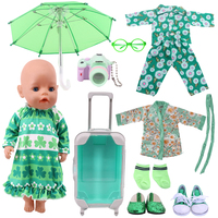 Doll Clothes, Pajamas, Green Skirt, Overshoes Accessories, Suitable For 18-inch Or 43cm Reborn Dolls DIY Toys，Gifts For Girls