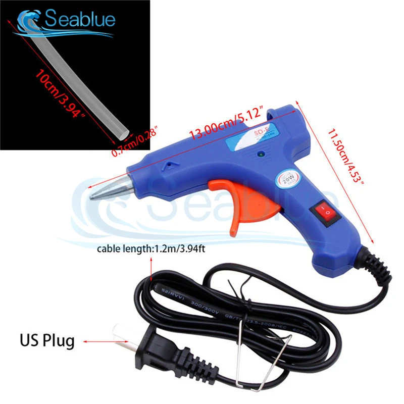 110V 220V 20W High Temperature Heater Hot Melt Glue Gun Repair Tool Mini Heat Gun US/EU Plug Use 7MM Hot Melt Glue Stick